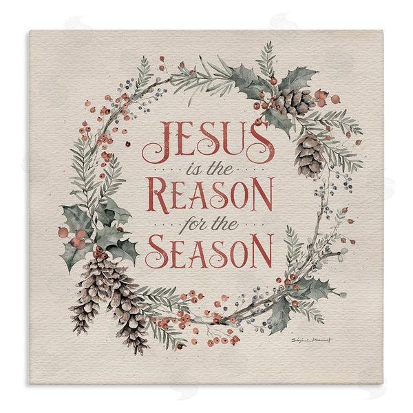 stupell industries Stephanie Workman Marrott | Jesus Reason For Season Winter Holiday Wreath