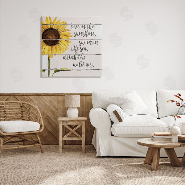 Stupell Industries Stephanie Workman Marrott | Live In Sunshine Drink Wild Air Phrase Sunflower Wall Art