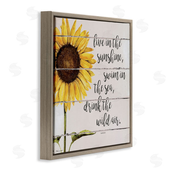 Stupell Industries Stephanie Workman Marrott | Live In Sunshine Drink Wild Air Phrase Sunflower Wall Art