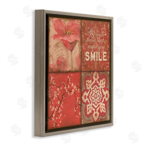 Stupell Industries Stephanie Workman Marrott | Make You Smile Phrase Vintage Red Parisian Patterns Wall Art