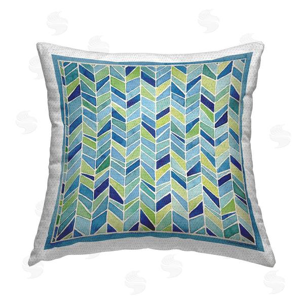 Stupell Industries Stephanie Workman Marrott | Modern Chevron Blue & Green Printed Throw Pillow