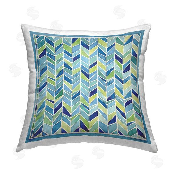 stupell industries Stephanie Workman Marrott | Modern Chevron Blue & Green Printed Throw Pillow