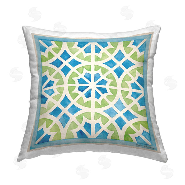stupell industries Stephanie Workman Marrott | Mosaic Style Blue & Green Printed Throw Pillow