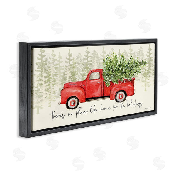 Stupell Industries Stephanie Workman Marrott | No Place Like Home Expression Red Truck Christmas Tree Wall Art