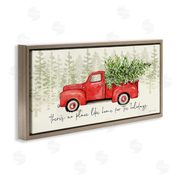 Stupell Industries Stephanie Workman Marrott | No Place Like Home Expression Red Truck Christmas Tree Wall Art