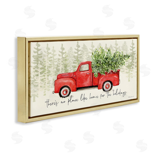 Stupell Industries Stephanie Workman Marrott | No Place Like Home Expression Red Truck Christmas Tree Wall Art