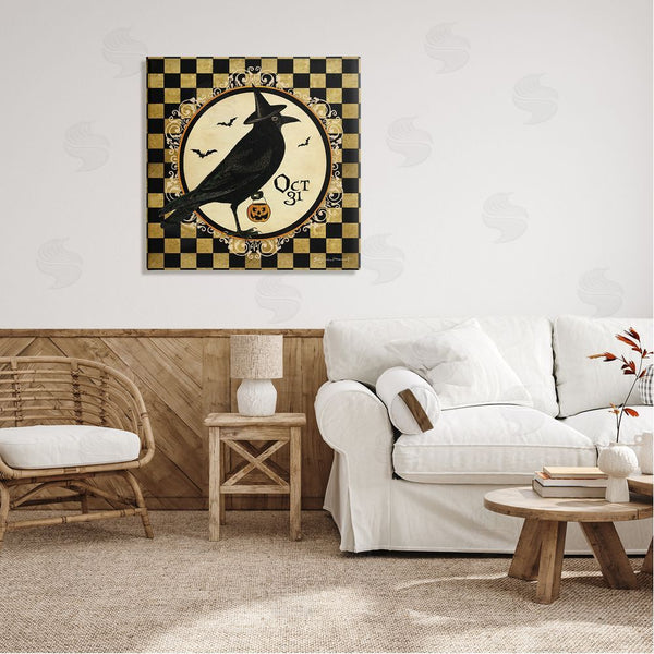 Stupell Industries Stephanie Workman Marrott | Oct 31 Checkered Halloween Crow Wall Art