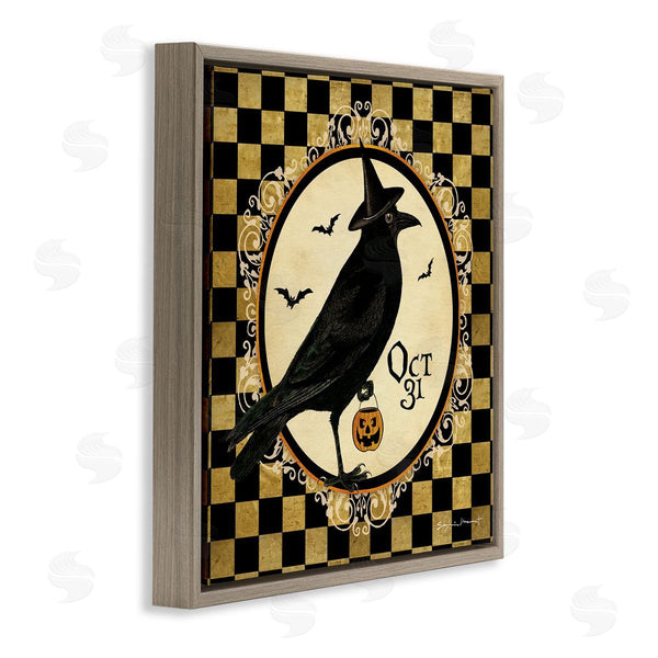Stupell Industries Stephanie Workman Marrott | Oct 31 Checkered Halloween Crow Wall Art