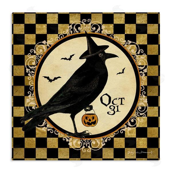 stupell industries Stephanie Workman Marrott | Oct 31 Checkered Halloween Crow Wall Art