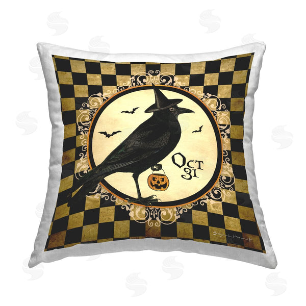 stupell industries Stephanie Workman Marrott | Oct 31 Halloween Crow Patterned Printed Throw Pillow