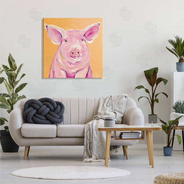 Stupell Industries Stephanie Workman Marrott | Pink Pig With Big Ears Traditional Farm Animal Wall Art