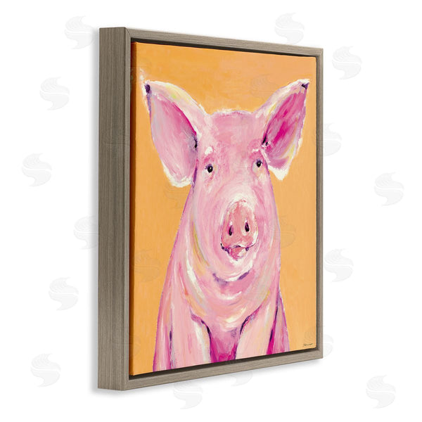Stupell Industries Stephanie Workman Marrott | Pink Pig With Big Ears Traditional Farm Animal Wall Art
