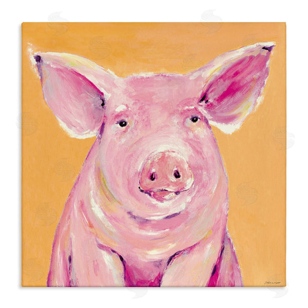stupell industries Stephanie Workman Marrott | Pink Pig with Big Ears Traditional Farm Animal Wall Art