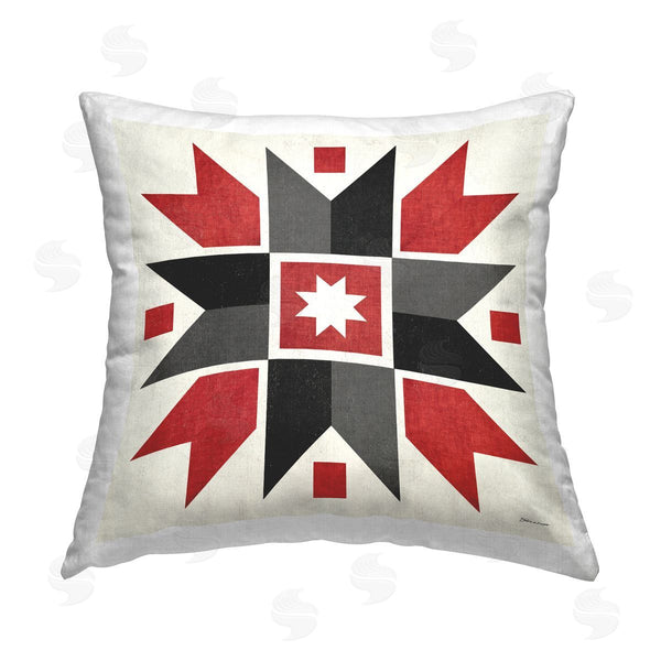 stupell industries Stephanie Workman Marrott | Red Quilt Block Geometric Printed Throw Pillow
