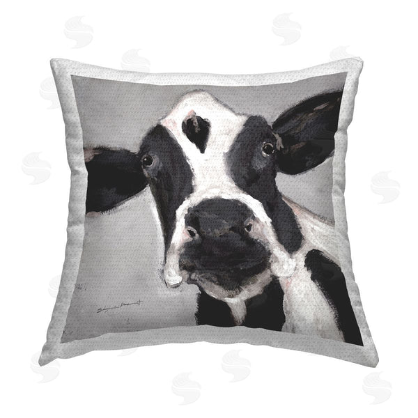 Stupell Industries Stephanie Workman Marrott | Rural Dairy Cow Face Printed Throw Pillow