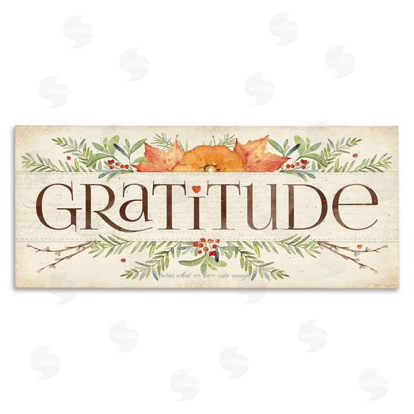stupell industries Stephanie Workman Marrott | Seasonal Gratitude Floral Leaves Wall Art