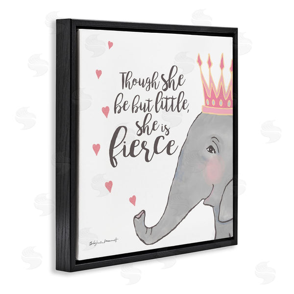 Stupell Industries Stephanie Workman Marrott | She Is Fierce Phrase Girls' Princess Elephant Pink Wall Art