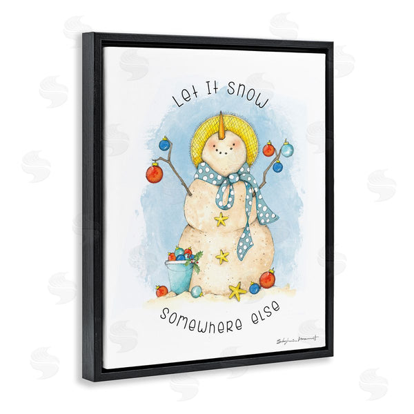 Stupell Industries Stephanie Workman Marrott | Snow Somewhere Else Nautical Winter Snowman Bold Ornaments Wall Art