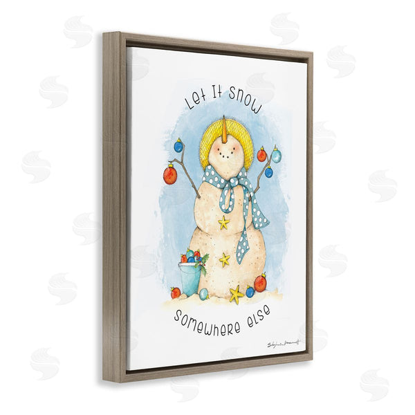 Stupell Industries Stephanie Workman Marrott | Snow Somewhere Else Nautical Winter Snowman Bold Ornaments Wall Art