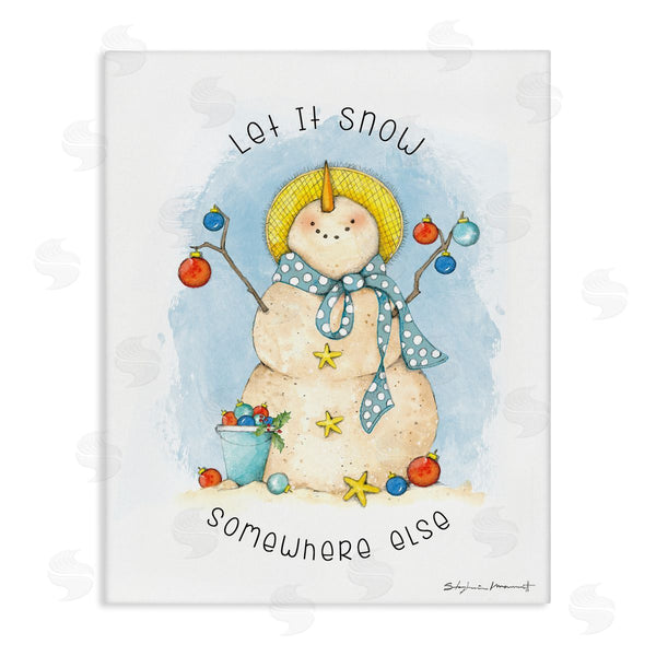 stupell industries Stephanie Workman Marrott | Snow Somewhere Else Nautical Winter Snowman Bold Ornaments Wall Art