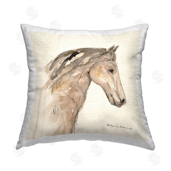 Stupell Industries Stephanie Workman Marrott | Stallion Doodle Lines Animal Printed Throw Pillow
