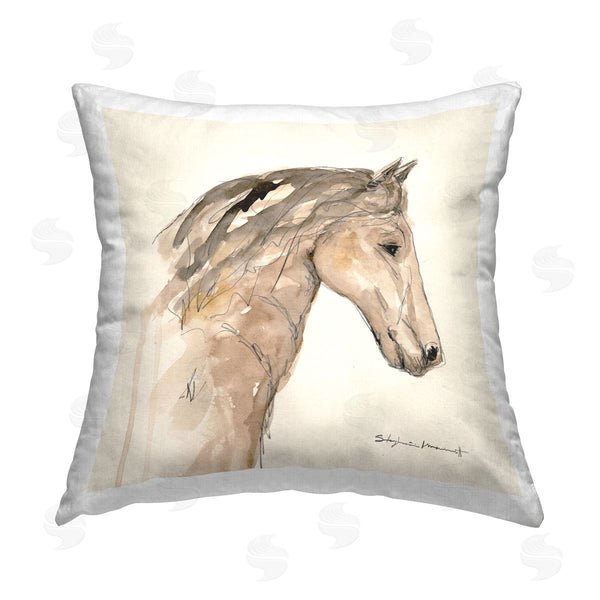 stupell industries Stephanie Workman Marrott | Stallion Doodle Lines Animal Printed Throw Pillow