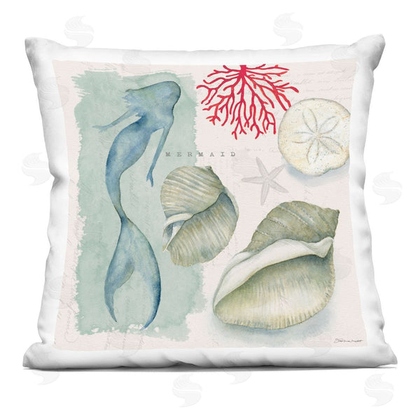 stupell industries Stephanie Workman Marrott | Swimming Mermaid & Coral Printed Throw Pillow