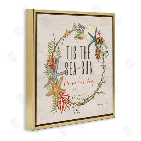 Stupell Industries Stephanie Workman Marrott | Tis The Sea-Sun Nautical Christmas Wreath