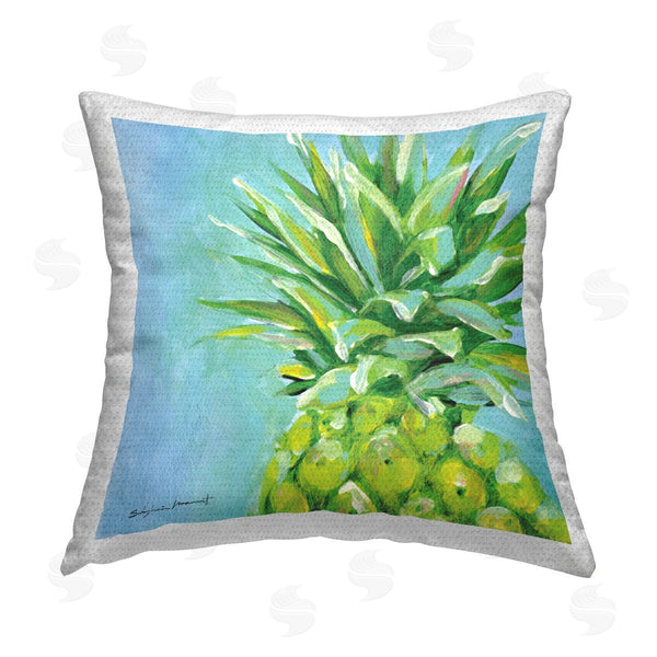 Stupell Industries Stephanie Workman Marrott | Tropical Pineapple Blue Accent Printed Throw Pillow