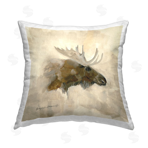 stupell industries Stephanie Workman Marrott | Wildlife Moose Head Portrait Printed Throw Pillow