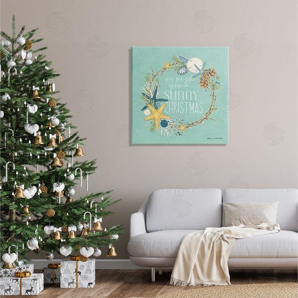 Stupell Industries Stephanie Workman Marrott | Wish You A Sunny Christmas Wreath Wall Art