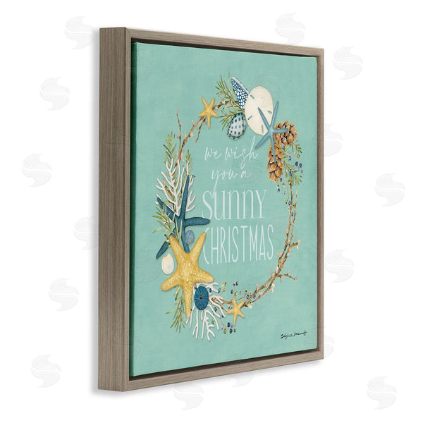 Stupell Industries Stephanie Workman Marrott | Wish You A Sunny Christmas Wreath Wall Art