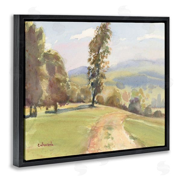 Stupell Industries Stephen Calcasola | Downhill Rural Country Landscape Impressionist Foliage Painting Wall Art