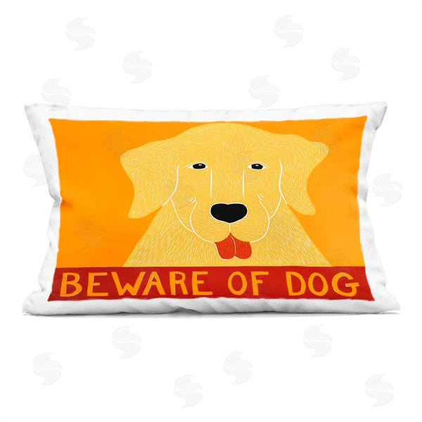 stupell industries Stephen Huneck | Beware Of Dog Yellow & Red Printed Throw Pillow