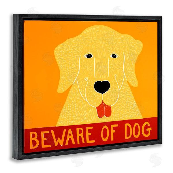 Stupell Industries Stephen Huneck | Beware Of Dog Yellow & Red Wall Art