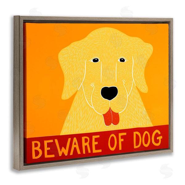 Stupell Industries Stephen Huneck | Beware Of Dog Yellow & Red Wall Art