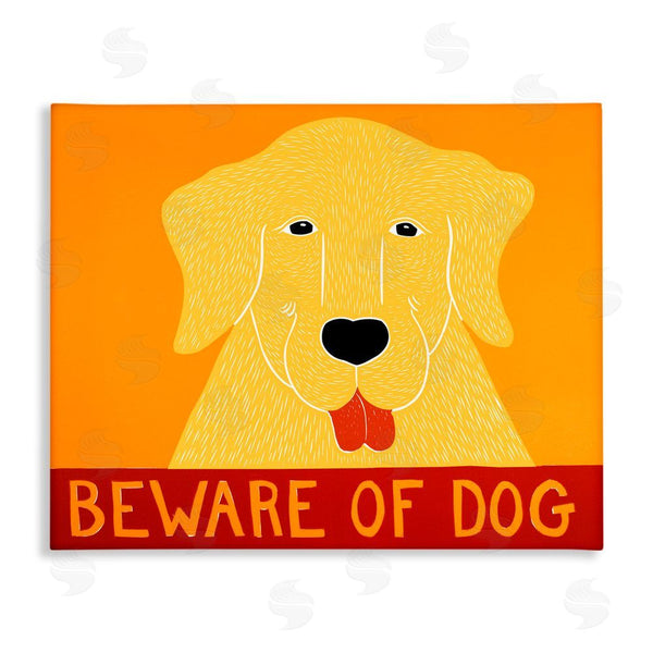 stupell industries Stephen Huneck | Beware Of Dog Yellow & Red Wall Art