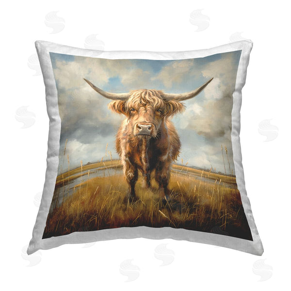 stupell industries Steve Hunziker | Cattle on Scenic Farm Printed Throw Pillow