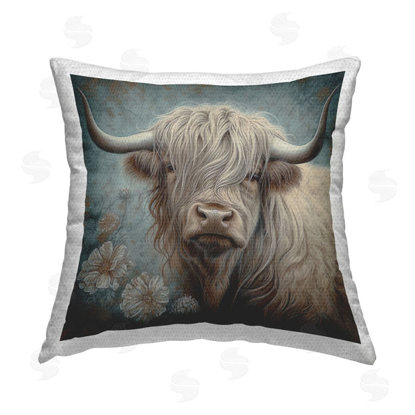 Stupell Industries Steve Hunziker | Charming Shaggy Cattle Printed Throw Pillow