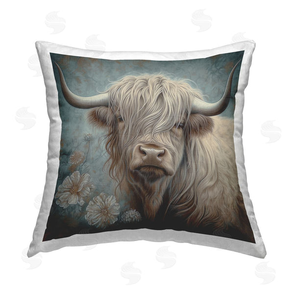 stupell industries Steve Hunziker | Charming Shaggy Cattle Printed Throw Pillow