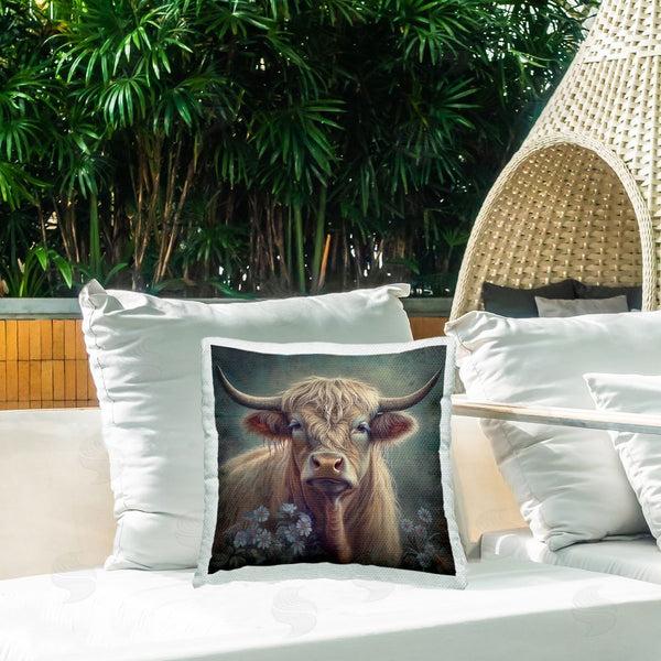 Stupell Industries Steve Hunziker | Charming Shaggy Cow Printed Throw Pillow