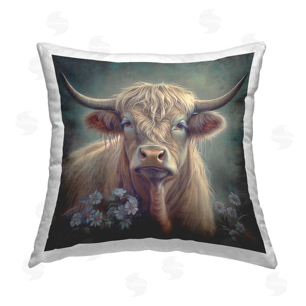 stupell industries Steve Hunziker | Charming Shaggy Cow Printed Throw Pillow