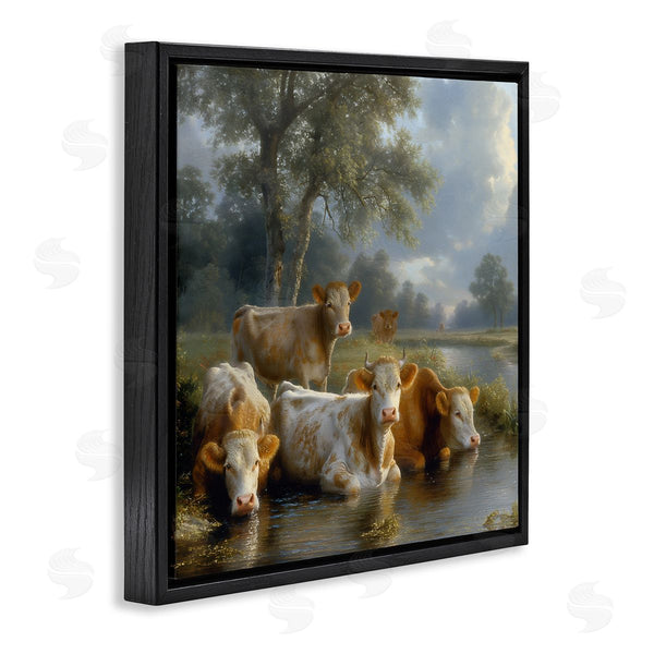Stupell Industries Steve Hunziker | Cow Family At Creek Wall Art