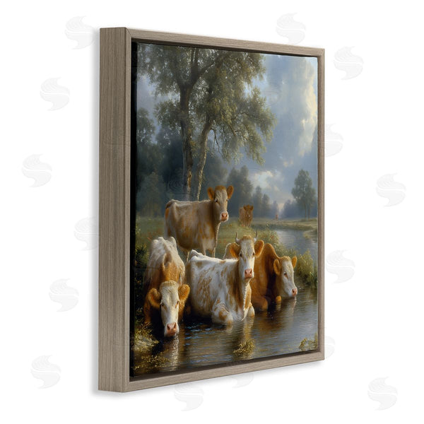 Stupell Industries Steve Hunziker | Cow Family At Creek Wall Art