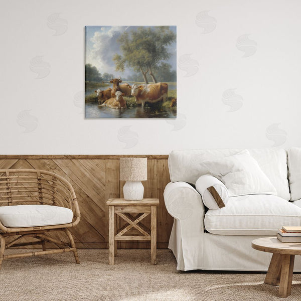 Stupell Industries Steve Hunziker | Cow Family Charming Scene Wall Art