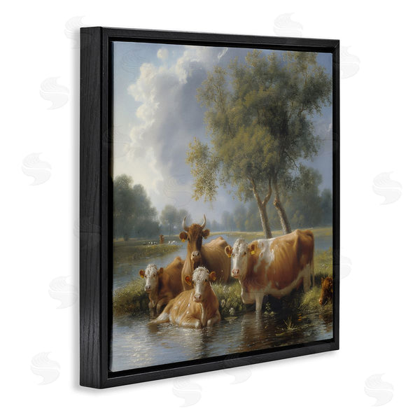 Stupell Industries Steve Hunziker | Cow Family Charming Scene Wall Art