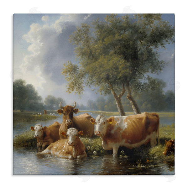 stupell industries Steve Hunziker | Cow Family Charming Scene Wall Art