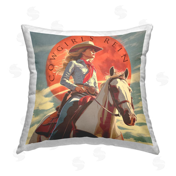 stupell industries Steve Hunziker | Cowgirls Rein Portrait Printed Throw Pillow