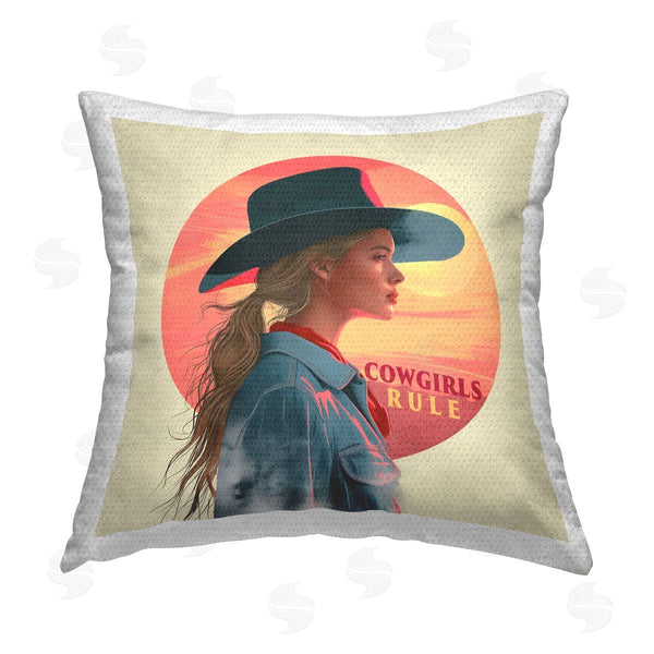 Stupell Industries Steve Hunziker | Cowgirls Rule Portrait Printed Throw Pillow