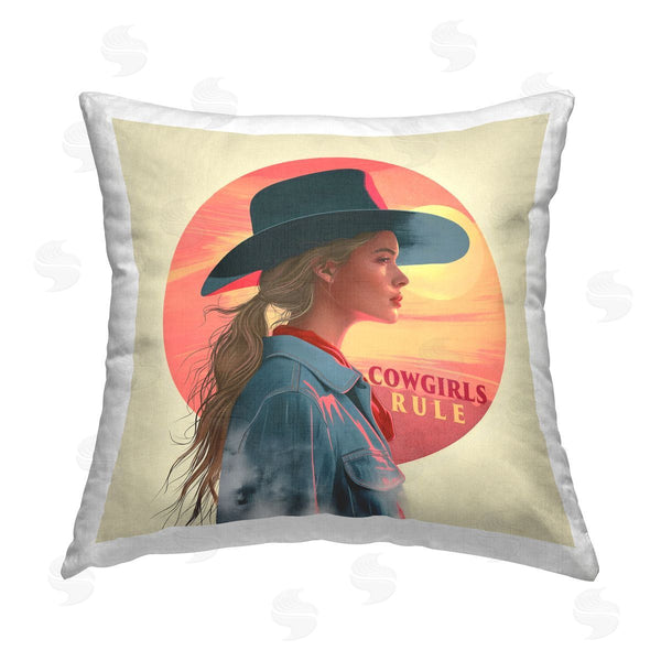stupell industries Steve Hunziker | Cowgirls Rule Portrait Printed Throw Pillow
